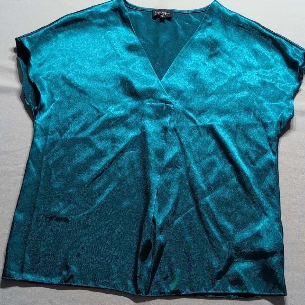 Nicole Miller Blue Cap Sleeve Relaxed Blouse